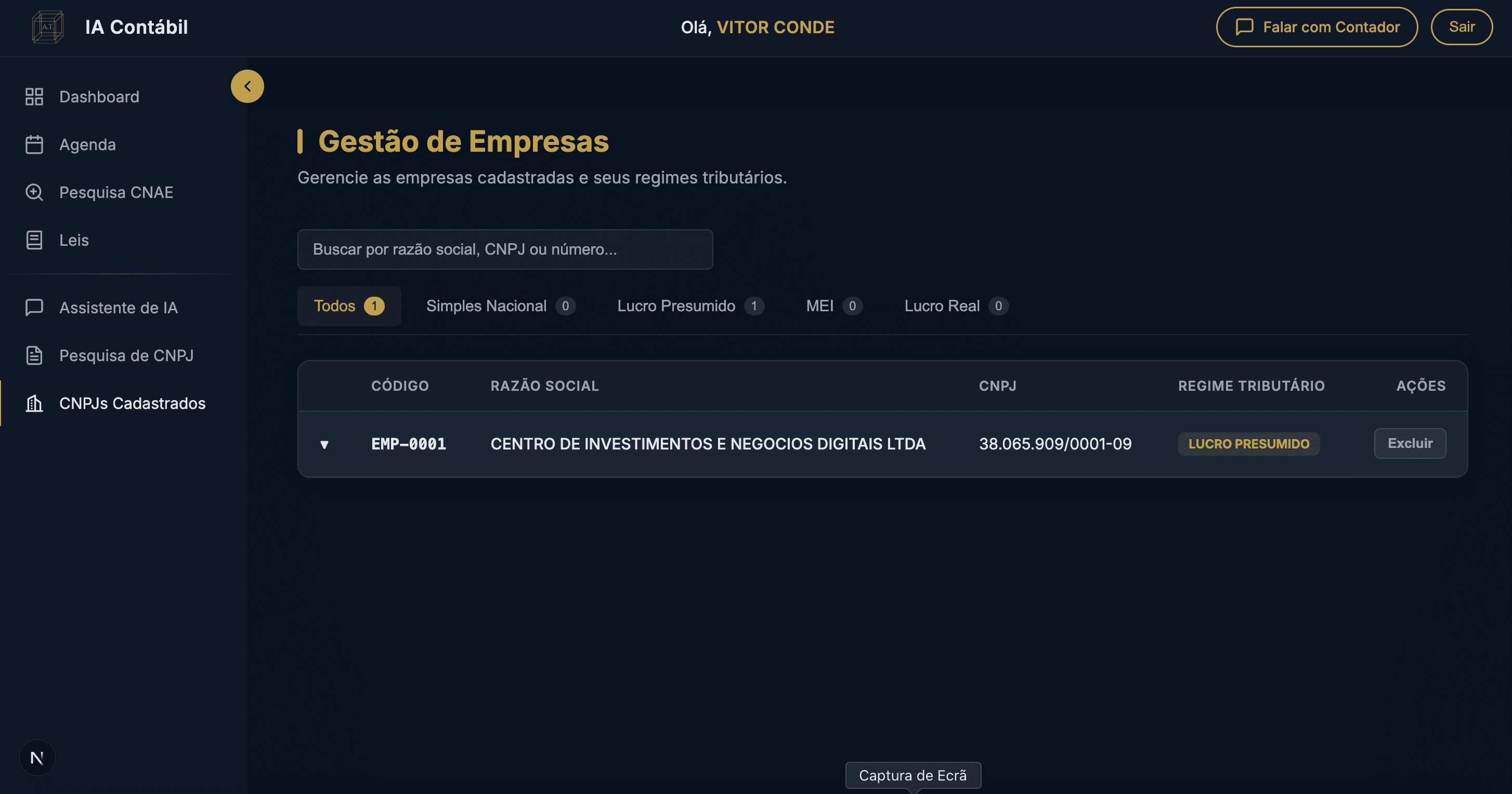 Cadastro de empresas